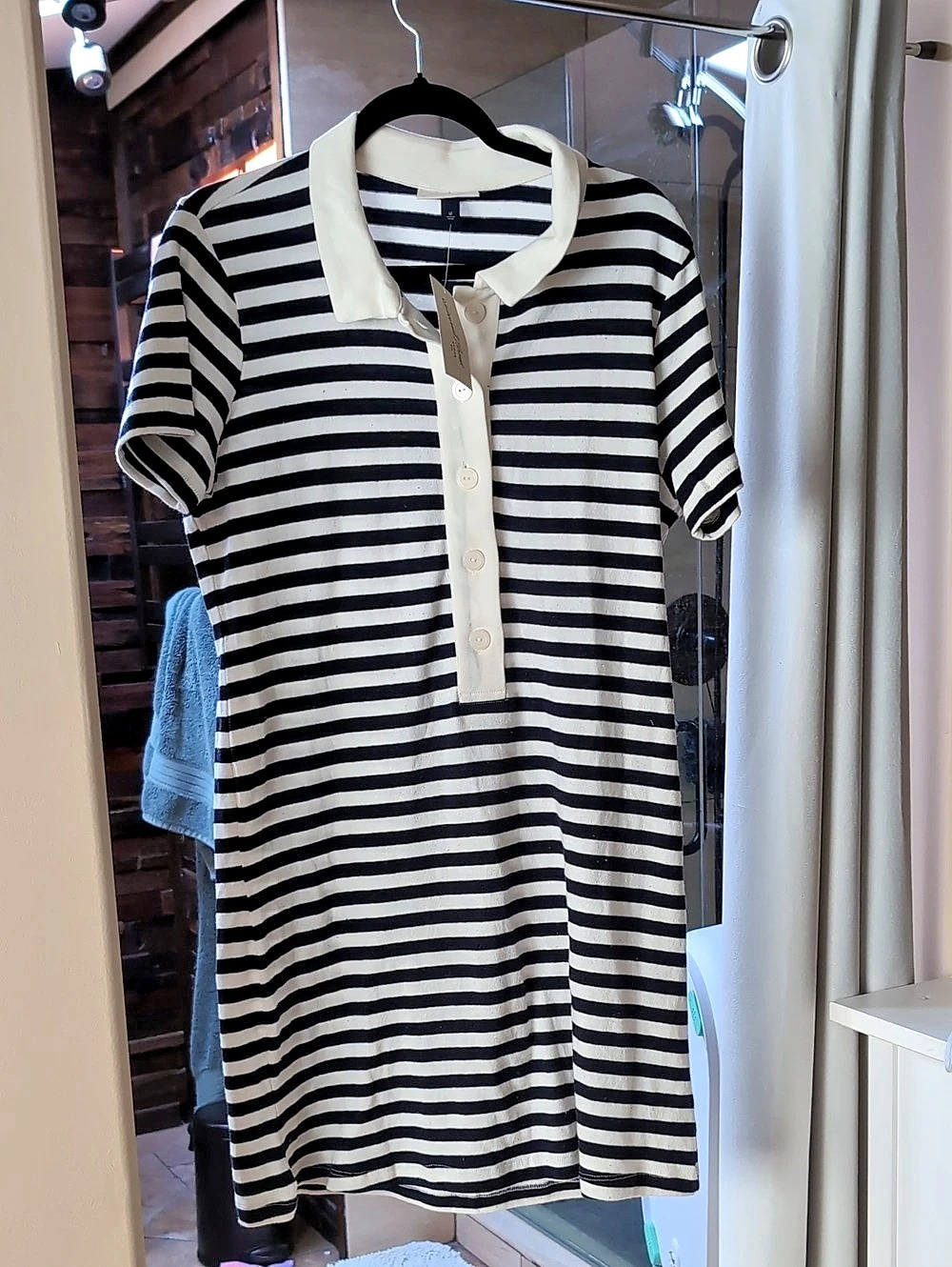 Universal Threads Blue Stripe Striped Polo Mini Dress in Navy & White Size